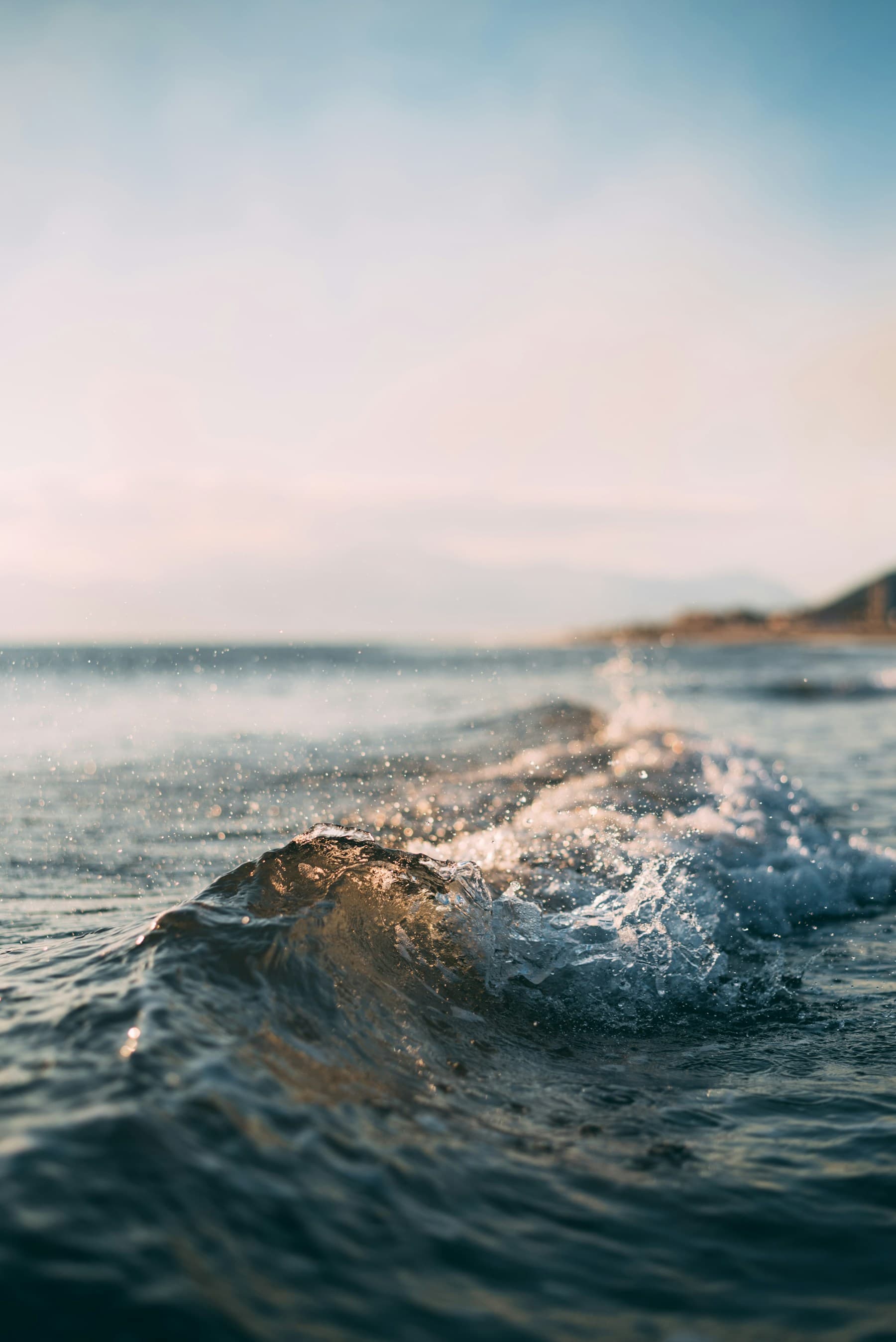 Ocean waves breaking along the shore