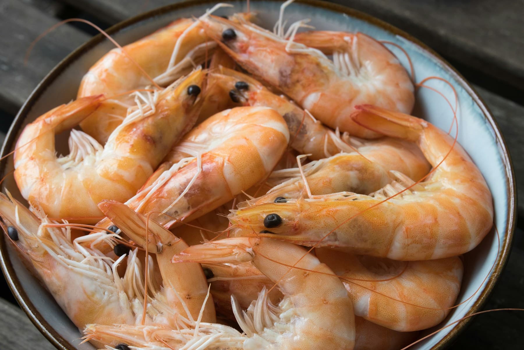 Close view of a prawn selection